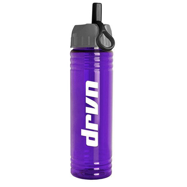 Slim Fit Water Bottle with Ring Straw Lid, 24oz.