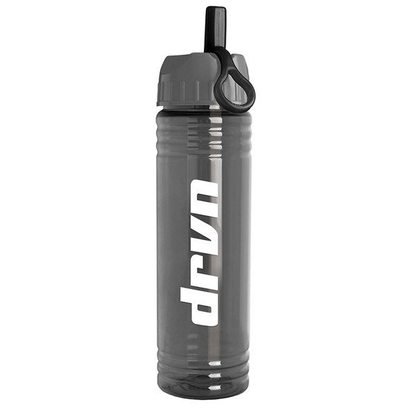 Slim Fit Water Bottle with Ring Straw Lid, 24oz.