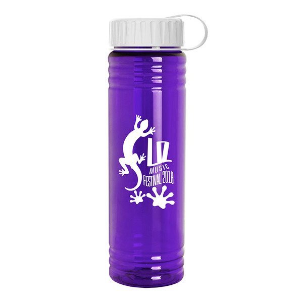 Slim Fit Water Bottle with Tethered Lid, 24oz.