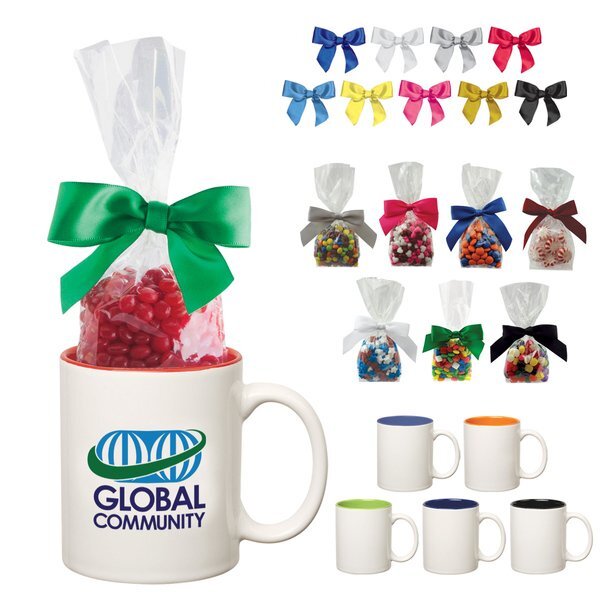 Two-Tone Ceramic Mug w/ Corporate Color Chocolates, 11oz.