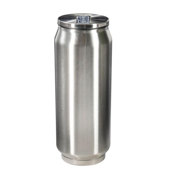 Stainless Steel Vacuum Can with Straw, 17oz.