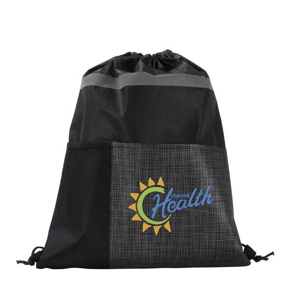Crosshatch Non-Woven Athletic Reflective Drawstring Backpack