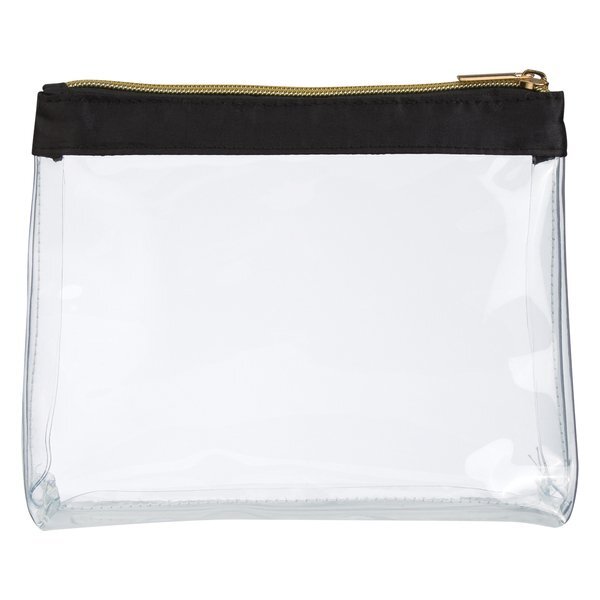 Sadie Satin Trim Clear PVC Cosmetic Bag