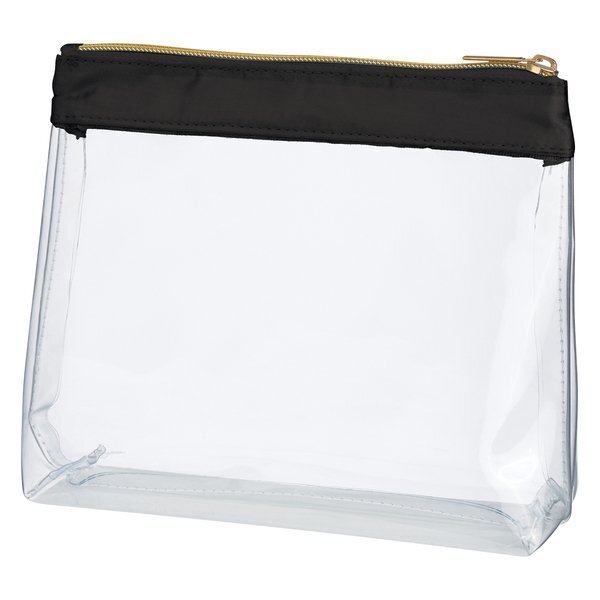 Sadie Satin Trim Clear PVC Cosmetic Bag