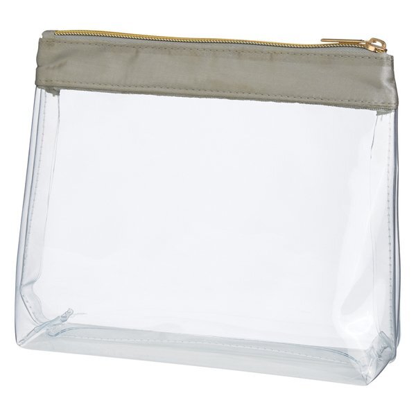 Sadie Satin Trim Clear PVC Cosmetic Bag