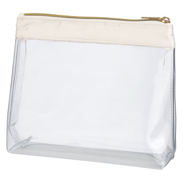 Sadie Satin Trim Clear PVC Cosmetic Bag