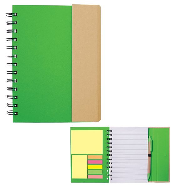 Recycled Magnetic Journal Book w/ Sticky Notes, 5-3/4