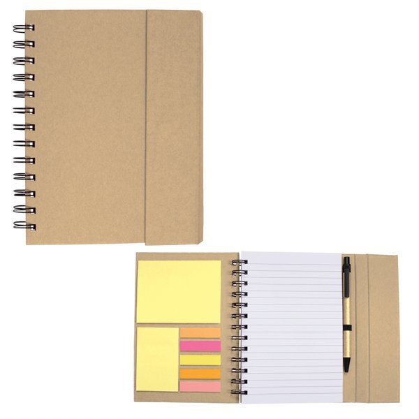 Recycled Magnetic Journal Book w/ Sticky Notes, 5-3/4" x 7-1/4"