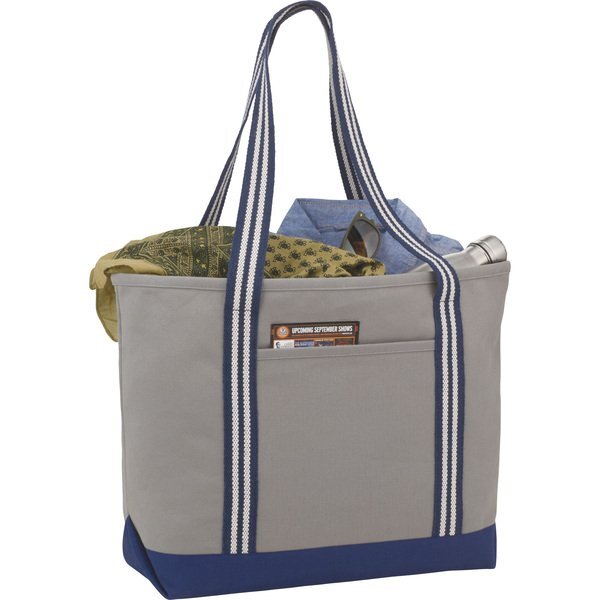 Stripe Handle 20oz. Cotton Canvas Zippered Boat Tote