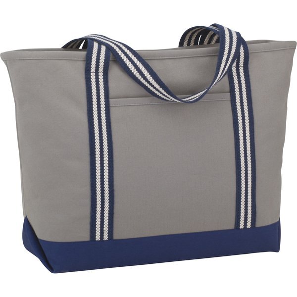 Stripe Handle 20oz. Cotton Canvas Zippered Boat Tote