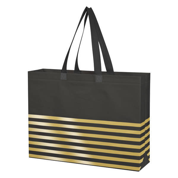 Horizontal Stripe Non-Woven Tote Bag