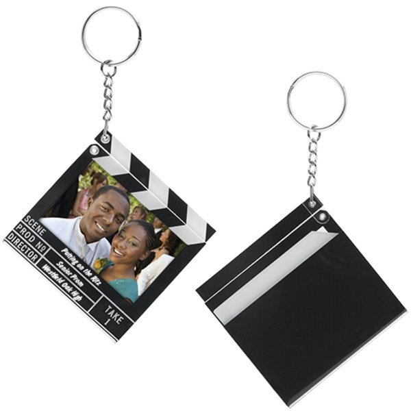 Clapboard Snap-In Photo Keytag, Black