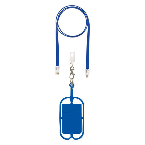 Two-In-One Charging Cable Lanyard w/ Phone Holder & Wallet