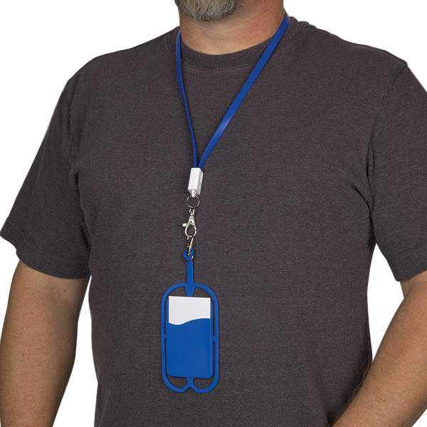 Two-In-One Charging Cable Lanyard w/ Phone Holder & Wallet