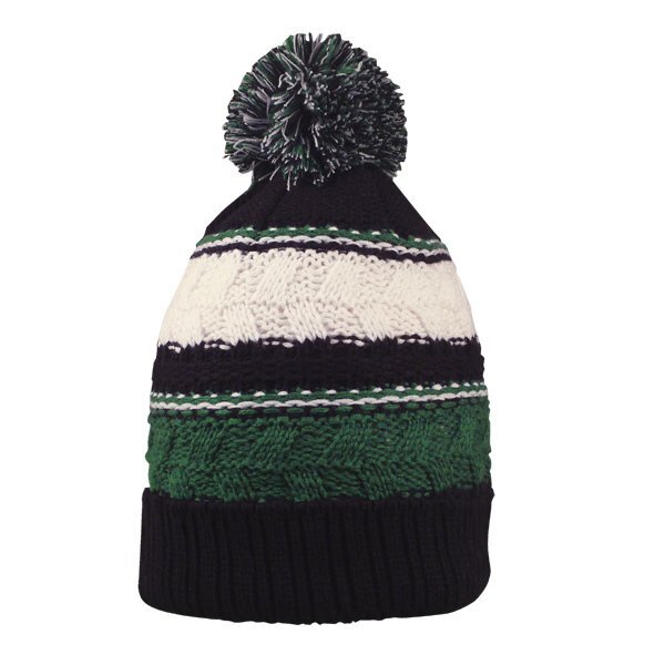 Striped Team Pom Beanie