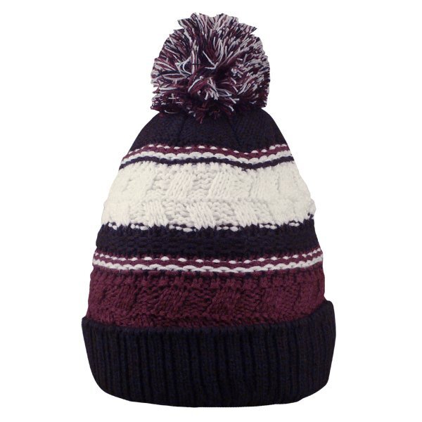 Striped Team Pom Beanie