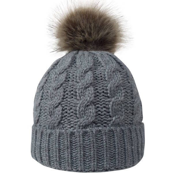 Cable Knit Faux Fur Pom Beanie