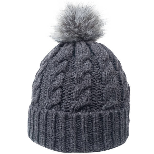 Cable Knit Faux Fur Pom Beanie