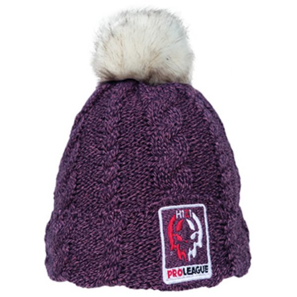 Knit Beanie with Faux Fur Pom and Plush Lining