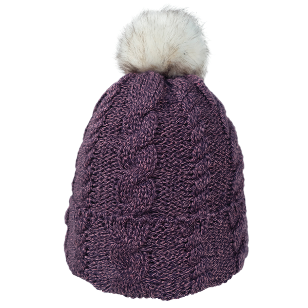 Knit Beanie with Faux Fur Pom and Plush Lining