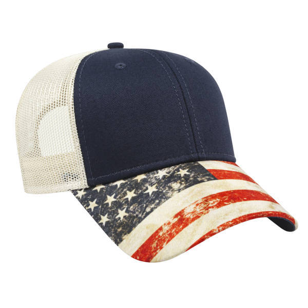 Flag Design Constructed Cap with Mesh Back