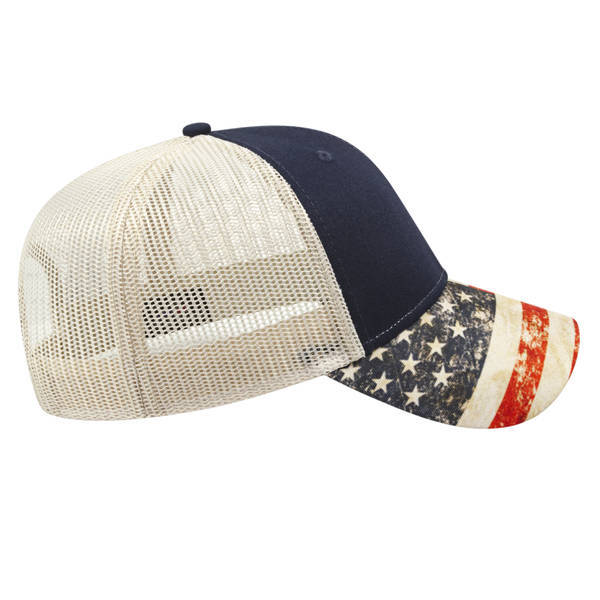 Flag Design Constructed Cap with Mesh Back