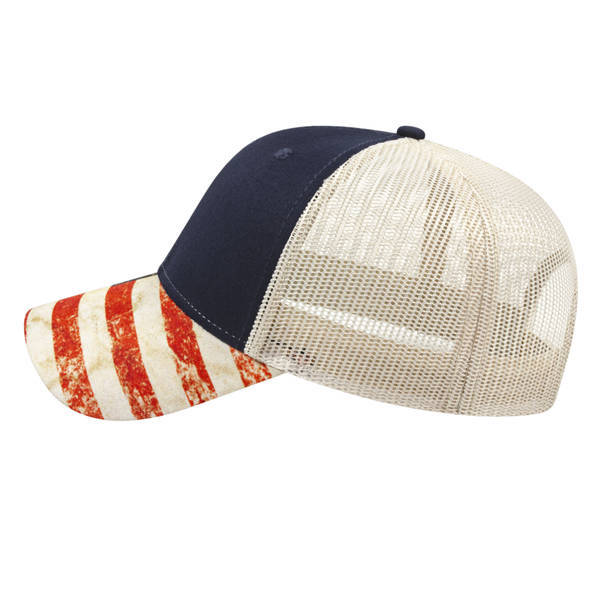Flag Design Constructed Cap with Mesh Back