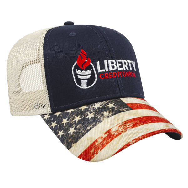 Flag Design Constructed Cap with Mesh Back
