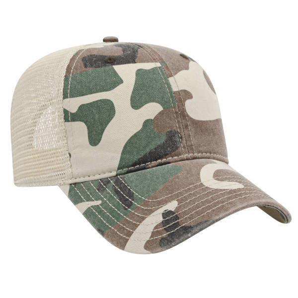 Washed Chino Twill Camo Unconstructed Cap with Soft Mesh Back