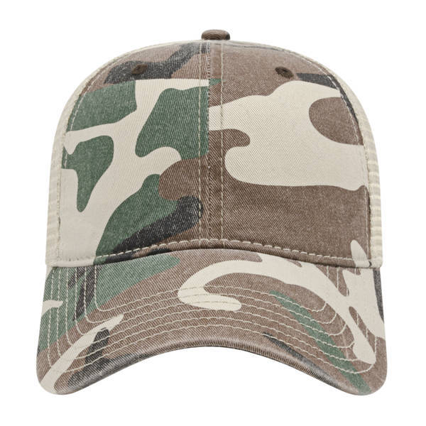 Washed Chino Twill Camo Unconstructed Cap with Soft Mesh Back