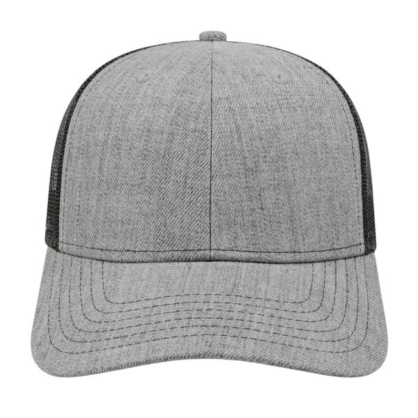 Blended Wool Acrylic Flat Bill Structured Cap with Mesh Back