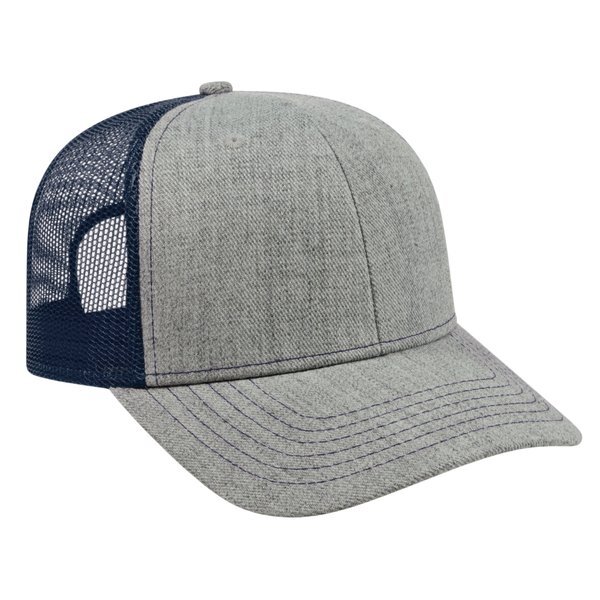 Blended Wool Acrylic Flat Bill Structured Cap with Mesh Back