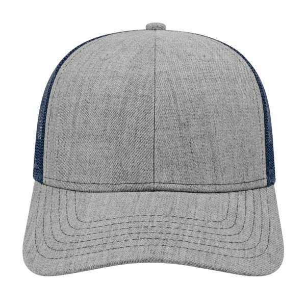 Blended Wool Acrylic Flat Bill Structured Cap with Mesh Back