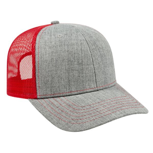 Blended Wool Acrylic Flat Bill Structured Cap with Mesh Back