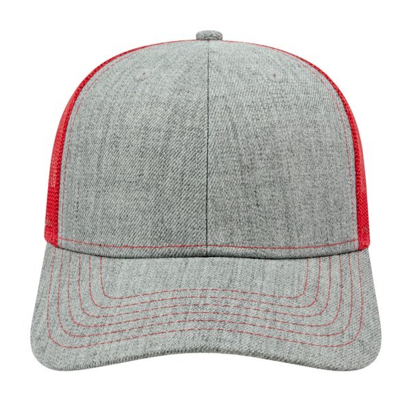 Blended Wool Acrylic Flat Bill Structured Cap with Mesh Back