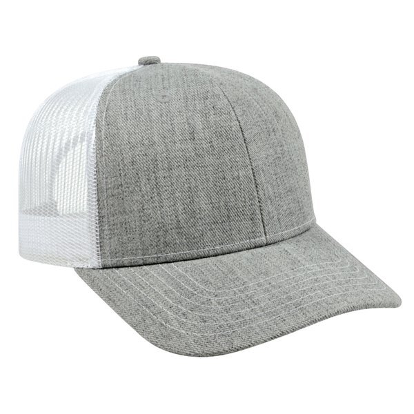 Blended Wool Acrylic Flat Bill Structured Cap with Mesh Back