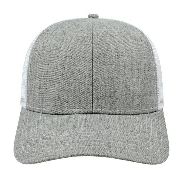 Blended Wool Acrylic Flat Bill Structured Cap with Mesh Back