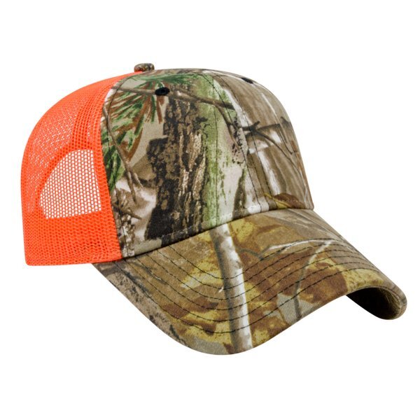 Camo Constructed Cap with Solid Color Mesh Back
