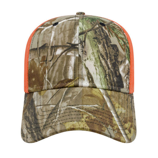 Camo Constructed Cap with Solid Color Mesh Back