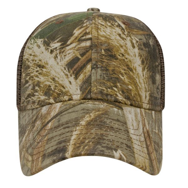 Camo Constructed Cap with Solid Color Mesh Back