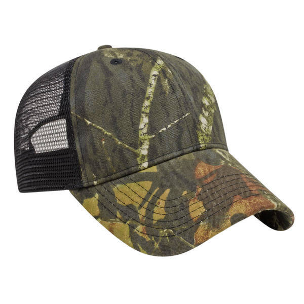 Camo Constructed Cap with Solid Color Mesh Back