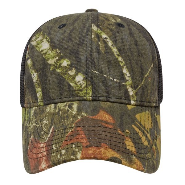 Camo Constructed Cap with Solid Color Mesh Back
