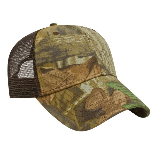Camo Constructed Cap with Solid Color Mesh Back