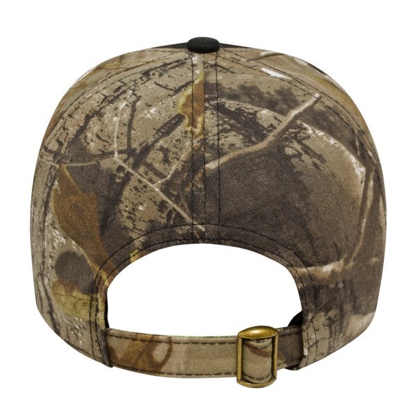 Solid Chino Twill Constructed Cap with Camo Back and Detailing