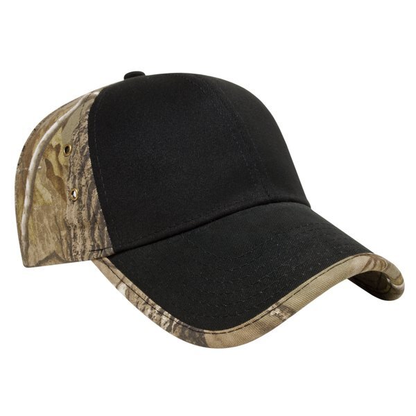 Solid Chino Twill Constructed Cap with Camo Back and Detailing