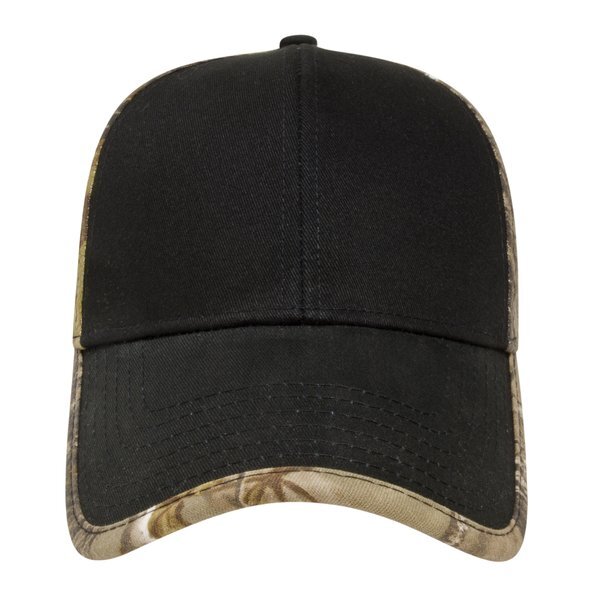 Solid Chino Twill Constructed Cap with Camo Back and Detailing