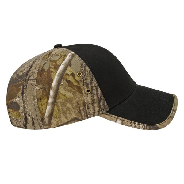 Solid Chino Twill Constructed Cap with Camo Back and Detailing