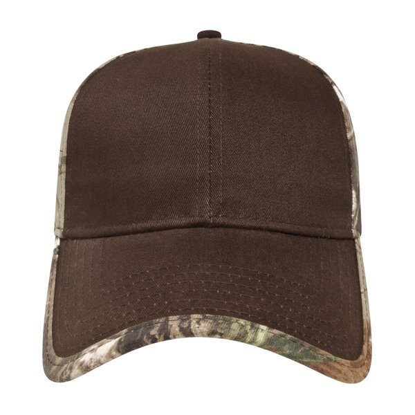 Solid Chino Twill Constructed Cap with Camo Back and Detailing