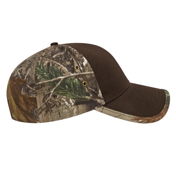 Solid Chino Twill Constructed Cap with Camo Back and Detailing