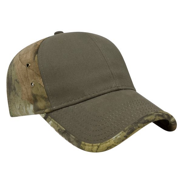 Solid Chino Twill Constructed Cap with Camo Back and Detailing